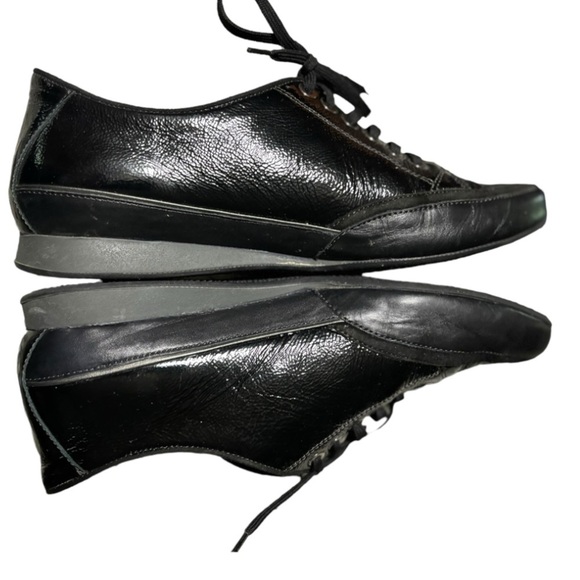Mephisto Air Relax Black Patent Leather Sneakers Size 8.5 Low Top Lace Up - Picture 7 of 15